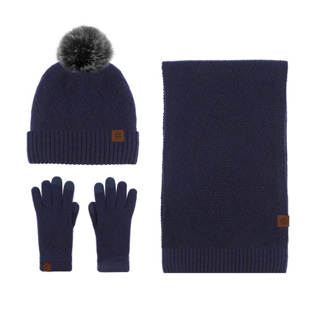 9504 Winter Warm Hat Scarf Glove Set Wool Spinning Knit Beanie Hats Scarves